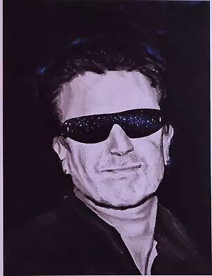 Bono - Musician Painting - 20x14in. Framed And Matted Dark Blue • $250