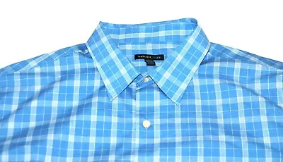 New Van Heusen Blue Checks   Short  Sleeve Button-up  Classic  Fit Shirt 2xlt • $9.99