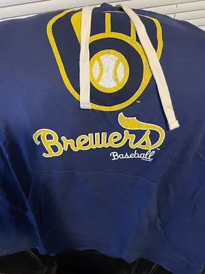 Women's Milwaukee Brewers Touch Navy Pre-Game Raglan Pullover Hoodie XL NWT • $34.99