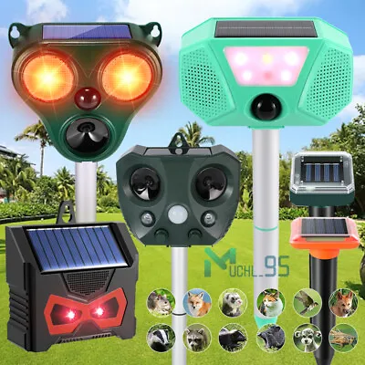 Solar Ultrasonic Animal Repeller Outdoor With Motion Sensor And Flashing Light • $28.69