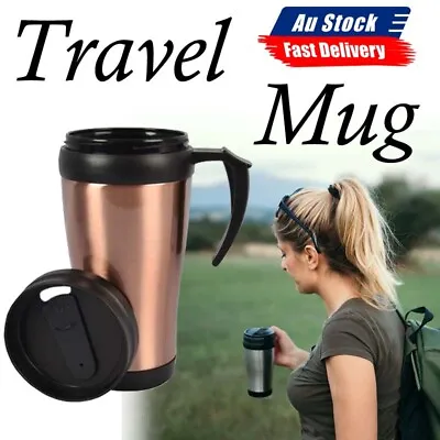 $13.69 • Buy 500ml Stainless Steel TRAVEL MUG Insulated Cup Coffee Tea Interior With Handle