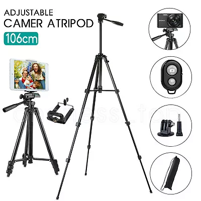 $13.05 • Buy Professional Camera Tripod Stand Mount Remote + Phone Holder For IPhone Samsung