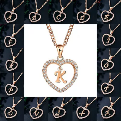 £2.34 • Buy Womens Ladies Rose Gold Silver Love Heart Initial Alphabet Letter Chain Necklace