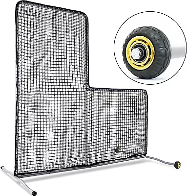 L Screen Baseball Pitching Screen 7X7FT Baseball Softball Pitcher With Wheels • $131.99