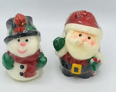 2 VTG Christmas Candles In Original Shrink Wrapped 8 UNUSED 70s Santa& Snowman. • $6.99