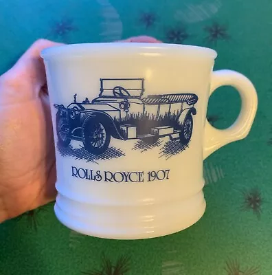 Vintage Surrey White Milk Glass Shaving Mug Cup Rolls Royce 1907 Mens Grooming • $7