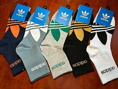 Adidas Men’s Socks Socks Originals 5 Pairs Colorway Sz 8-12 Unisex Socks NWT • $15.99