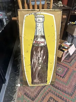 1960’s Vintage Antique Pepsi Soda Cola Tin Non Porcelain Store Bottle Sign • $71