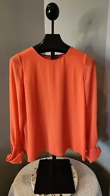 $5.99 • Buy Rory Beca Orange Shirt Chiffon Made In USA Snap Open Back