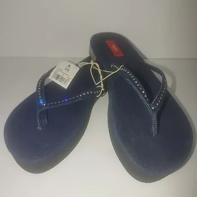 Massimo Womens Size 10 Denim Rhinestone Sandals Blue • $9