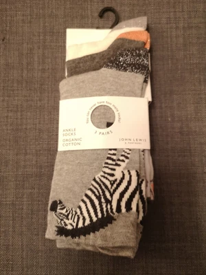 £14.99 • Buy John Lewis 3 Pack Of Womens Zebra, Elephant, Giraffe Animal Ankle Socks BNWT