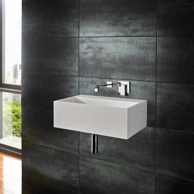 Rectangular Wall Hung Or Countertop Bathroom Basin Stone Resin 450 X 300mm • £100