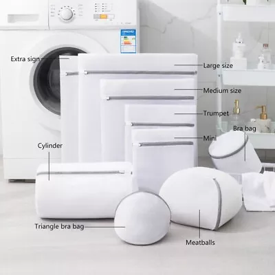 Zip Laundry Washing Machine Mesh Net Bra Sock Lingerie Underwear Wash Bag • £2.85