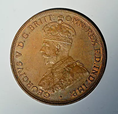  1916  I -- AUSTRALIAN Coin  George V PENNY   CH/UNC • $850