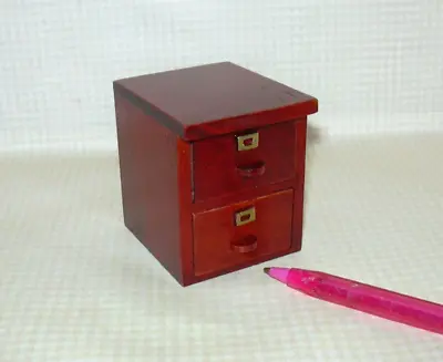 Miniature 2-Drawer File Cabinet MAHOGANY For DOLLHOUSE 1:12 Scale Miniatures • $13.49