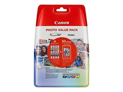 £44.48 • Buy Canon CLI-521 Photo Value Pack ChromaLife 100+ Pixma Cyan/Magenta/Yellow/Black
