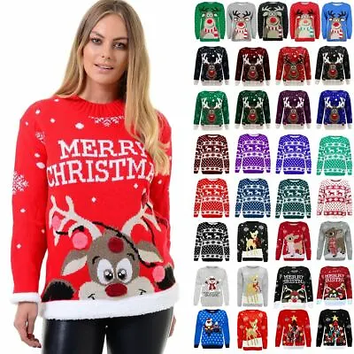 $20.57 • Buy Unisex Christmas Jumper Ladies Mens Novelty Retro Knitted Xmas Sweater Pullover
