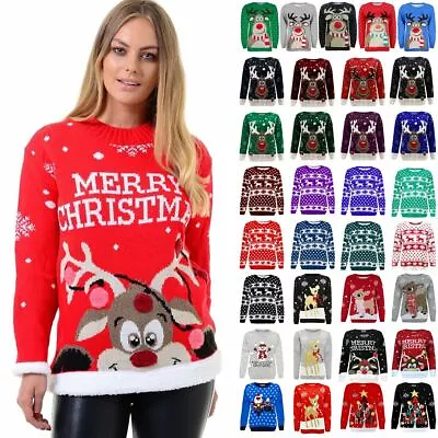 $20.57 • Buy Unisex Christmas Jumper Ladies Mens Novelty Retro Knitted Xmas Sweater Pullover