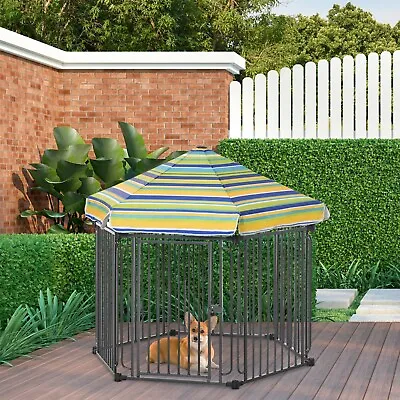 £69.59 • Buy Outdoor Dog House Kennel Waterproof Canopy Puppy Garden Metal Pet Enclosure Cage