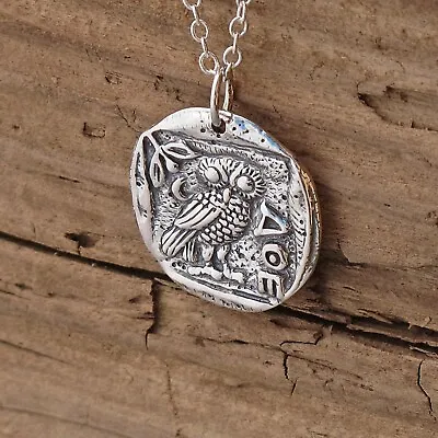 £46 • Buy Sterling Silver Ancient Coin Athena Owl Pendant Necklace Greek Mythology Unisex