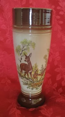 Vintage Albert Jacob Thewalt Stoneware Deer Vase/Pilsner - 9 1/4  Tall Marked • $22.98