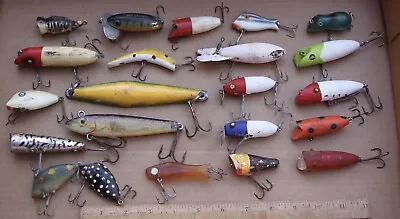Vintage Lot Of 22 Wooden Fishing Plugs Lures • $9
