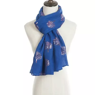 New Ladies Women's Rose Gold OR Silver Foiled Mulberry Tree Print Scarf • £7.45