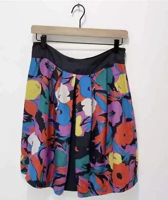 Anthropologie Lil Silk Floral Pleated Skirt Size 6 • $39