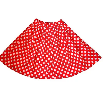 Womens Full Swing Skirt XS/S Minnie Mouse Red White Polka Dot Midi Pleated • $16.77