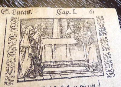 1595-Martin Luther Bible Leaf-Gospel Of Luke Chapter 1-German-Woodcut-Quarto • $88.99