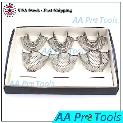 6 German Dental Autoclavable Metal Impression Trays Stainless Steel Upper Lower • $15.10