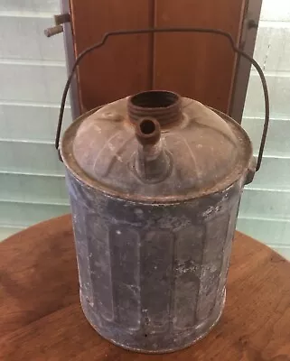 Vintage Metal Galvanized 1 Gallon Gas Oil Kerosene Can W/ Wire Handle • $12