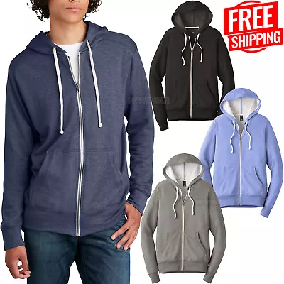 Mens French Terry Blend Full Zip Hoodie Layering Jacket With Pockets XS-4XL NEW! • $28.99