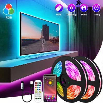 16.4FT 5m LED Strip TV Back Lights 5050 RGB Bluetooth Remote For 65 Inch 70inch • $9.99