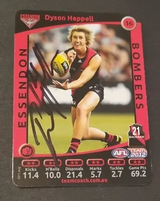 $10 • Buy Signed Dyson Heppell Essendon Bombers AFL Football Card