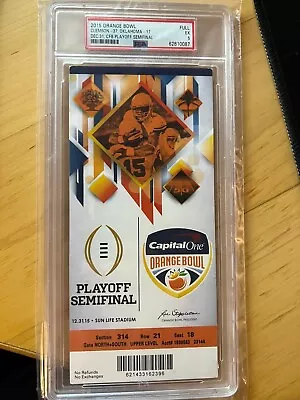 2015 ORANGE BOWL TICKET STUB - Clemson 37 Oklahoma 17 - PSA 5 • $112