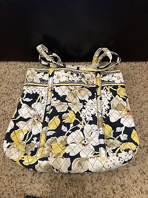 New Vera Bradley Dogwood Tote Bag Medium Size 11 X 14 Floral Lined Yellow Black • $17.99