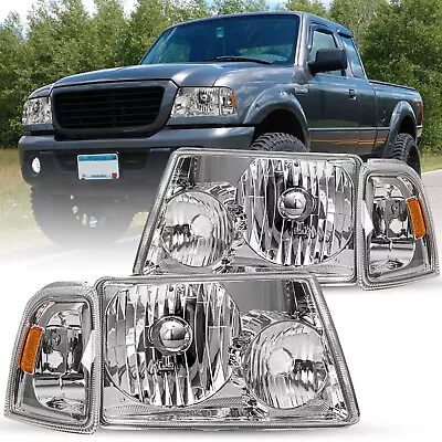 Fit 2001-2011 Ford Ranger Chrome Headlights+Corner Turn Signal Lights L+R Set • $56.99