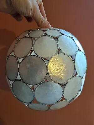 Capiz Shell Pendant Light Shade Globe Silver Vintage Retro Round • £24.99