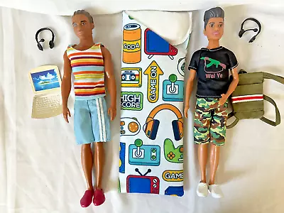 Ken & Skipper Dolls W/outfits & Shoes Earphones Laptop Game Console Sleeping Bag • $58.22