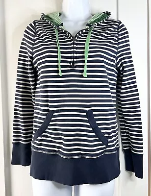 Boden Hoodie Womens 2 XS Half Zip Pullover Sweatshirt Striped Navy Blue Cotton • £16.38