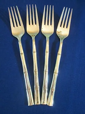 SET 4 DINNER FORKS! Vintage COSMOS Stainless: CSM52 GOLD BAMBOO Pattern: EXC • $30