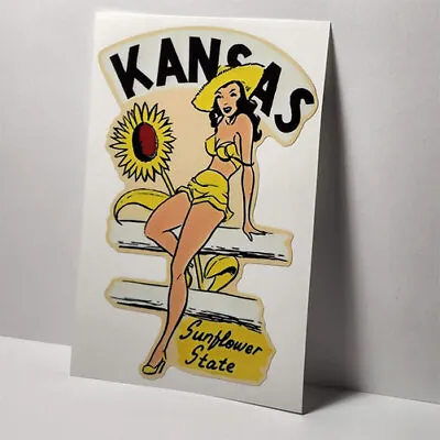 Kansas Pin Up Vintage Style Decal / Vinyl Pinup Sticker • $4.69