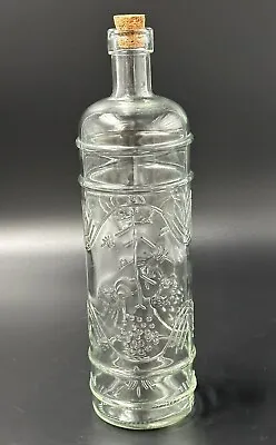 Tall Clear Etched Glass Bottle With Cork 12  Tall • $11.95