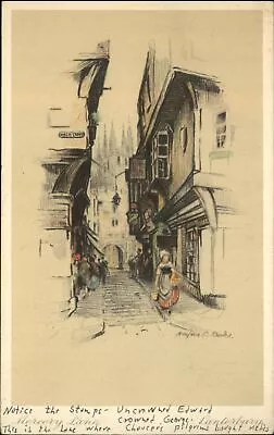 Mercery Lane Canterbury England UK Artist Marjorie C Bates 1937 Art Postcard • £8.67
