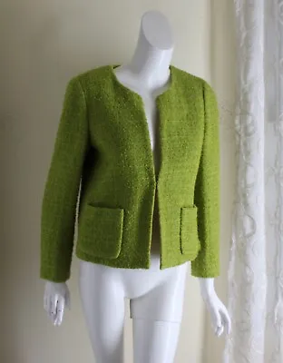 J Crew Astrid PISTACHIO Green Boucle Tweed Blazer Jacket Sz 4 6 Wool 10293 • $98