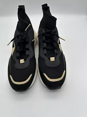 ZARA Slide On High Top Knitted Sneakers 3410/810/040 Black EU 39 US 8.5 Trainers • $29.99
