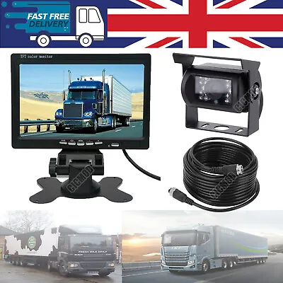 Car Reversing Camera 4Pin + 7  LCD Monitor Truck Bus Van Rear View Set 12V/24V • £35.71