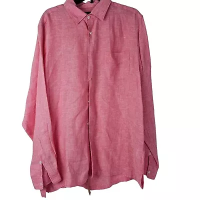 Island Company Mens Large Classic Linen Button Up Shirt Pink LS NWOT Casual • $26.50