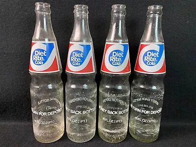 Lot Of 4 Vintage Diet Rite Cola Pop Bottle Glass 16 Oz Soda Pint A • $8.49